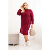 Kesi Włoski Plus Size women's oversized sweater dress with mohair and pocket burgundy | Shoptok.si