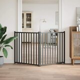  Vrata za pse sklopiva 2 panela crna 160 cm od masivna jelovina | Shoptok.si