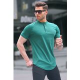 Madmext Green Polo Collar Basic Men's T-Shirt 6132 Cene