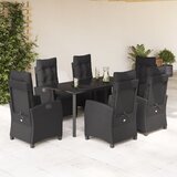  7-dijelni vrtni blagovaonski set s jastucima crni od poliratana | shoptok.hr