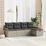vidaXL 5-delni vrtni kavč set z blazinami svetlo siva poli ratan | Shoptok.si