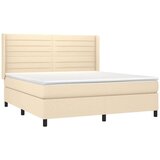  Krevet s oprugama i madracem krem 160x200 cm od tkanine | shoptok.hr
