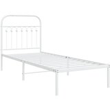vidaXL Kovinski posteljni okvir z vzglavjem bel 75x190 cm, (21251449) Cene