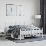 Maison Chic Kovinski Posteljni okvir - Dvoposteljna postelja - Zakonska postelja z vzglavjem in vznožjem bel 135x190 cm, (21696249) | Shoptok.si