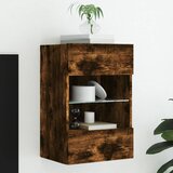  The Living Store Stenska TV omarica z LED lučkami dimljeni hrast 40x30x60,5 cm - TV Stenska Omarica, (21499036) Cene