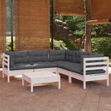 Maison Chic Seti vrtnega pohištva - Vrtna garnitura - Vrtni pohištvo set 6-delna z blazinami bela trdna borovina, (21817427) | Shoptok.si
