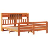  Knjižna postelja brez vzmetnice vošč. rjava 200x200 cm borovina, (21608814) | Shoptok.si