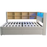 Lumor Zložljiv kavč 140x200 - Z vlečno posteljo 90x190 cm - Z USB vtičnico - Oblazinjen kavč - Svetlo siva, (22155784) | Shoptok.si