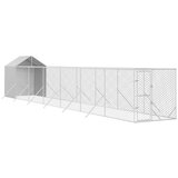 vidaXL Zunanja pasja ograda s streho srebrna 2x14x2,5m pocinkano jeklo - - Srebrna - 96.95 - 2 x 14 x 2.5 m - 2025- | Shoptok.si