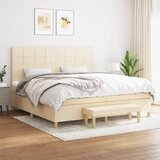  Krevet s oprugama i madracem krem 200 x 200 cm od tkanine | shoptok.hr