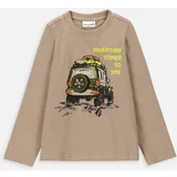 Coccodrillo Otroška bombažna majica z dolgimi rokavi bež barva