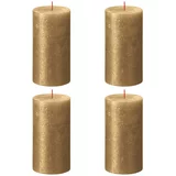 Bolsius rustikalne stebričaste sveče Shimmer 4 kosov 130x68 mm zlate