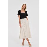 Marisse Beige Linen Midi Skirt | ePonuda.com