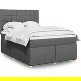 vidaXL Box spring postelja z vzmetnico temno siva 140x200 cm blago | Shoptok.si