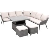 Molarem Home retro garnitura vrtnog namještaja - kutna garnitura + 2 taburea + stol sivi | shoptok.hr
