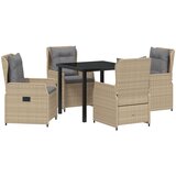 vidaXL 5-dijelni set za objedovanje u vrtu bež poli ratan, vrtni stol crni 80x80x73 cm staklo otporno na udarce | shoptok.hr