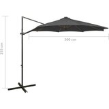  Konzolni suncobran sa stupom i LED svjetlima 300 cm antracit | shoptok.hr