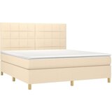  Krevet s oprugama i madracem krem 180x200 cm od tkanine | shoptok.hr