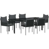  Vrtni set za objed 7 kom. Crna i Siva PE ratan | shoptok.hr