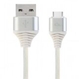 Gembird CC USB2B AMCM 2M BW2 Premium cotton braided Type C USB charging data cable,2m, silver white Cene