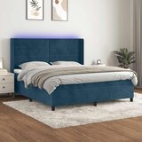  box spring s madracem LED tamnoplavi 160x200 cm baršun | shoptok.hr