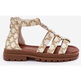 Boto Girls Gladiator Sandals With Gold Detail Beige Vesira | ePonuda.com