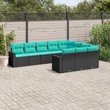  10-dijelni set vrtnih sofa od poliratana s jastucima crni | shoptok.hr