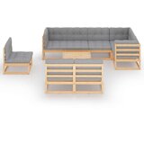  Vrtna sedežna garnitura 9-delna z blazinami trdna borovina, (20678862) | Shoptok.si