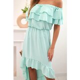 Kesi Włoski Women's off-the-shoulder dress with a longer back mint | Shoptok.si