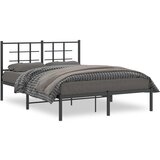  The Living Store Kovinski posteljni okvir z vzglavjem črn 140x200 cm - Posteljni Okvir, (21497921) | Shoptok.si