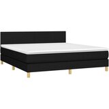  Box spring postelja z vzmetnico LED črna 160x200 cm blago, (20789986) | Shoptok.si