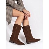 Sergio Leone Brown leather cowboy boots with a heel by | shoptok.hr