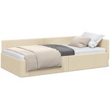  Kutni okvir kreveta s uzglavljem Krema 90 cm x 190 cm tkanina | shoptok.hr