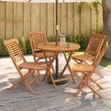  5-dijelni sklopivi vrtni bistro set Prirodna Čvrsto teak drvo Slike