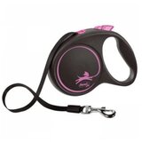 Flexi povodac Black Design L Tape 5m - Roze