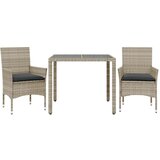  3-dijelni vrtni blagovaonski set s jastucima poliratan i staklo Siva 90 x 90 x 75 cm | shoptok.hr
