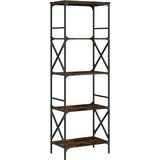 Maison Chic Knjižna omara - Knjižni regal 5-nadstropna dim. hrast 59x35x171 cm inž. les, (21725787) | Shoptok.si