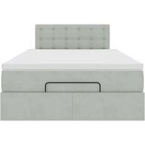 vidaXL Otomanski posteljni okvir z vzmetnico siv 120x200 cm žamet | Shoptok.si