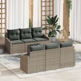 vidaXL 7-delni vrtni set z blazinami siva poli ratan | Shoptok.si