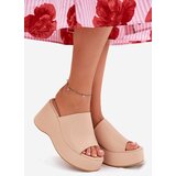Boto Eco Leather Women's Sandals On Platform And Wedge Beige Kisoffi | Shoptok.si