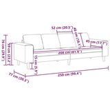  Kavč krema 250 x 77 x 76 cm Žametna tkanina | Shoptok.si