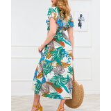 Resti White women's long dress with colorful floral pattern - Clothing | Shoptok.si