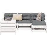 Maison Chic Seti vrtnega pohištva - Vrtna garnitura - Vrtni pohištvo set 5-delna bela trdna borovina, (21817663) | Shoptok.si