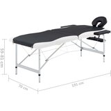  Sklopivi stol za masažu s 2 zone aluminijski crno-bijeli | shoptok.hr