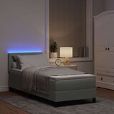  LED Box Spring Krevet Svijetlo siva 80 x 200 cm Baršun | shoptok.hr