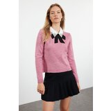 Trendyol Dusty Rose Soft Texture Garnished Ribbon/Bow Detailed Stone Knitted Sweater | shoptok.hr