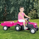 KB TRAKTOR S PRIKOLICO NA PEDALA ROŽNATI, MOTIV SAMOROGA - 52x144x45 CM, (21206280) Cene