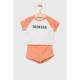Calvin Klein Underwear Dječja pamučna pidžama boja: narančasta, s uzorkom