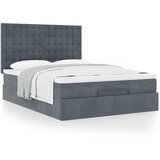 vidaXL Otomanski posteljni okvir z vzmetnicami siv 140x190cm žamet Cene
