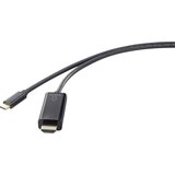 Renkforce USB-C/HDMI adapterski kabel USB-C vtič, HDMI-A vtič 0.5 m črna RF-4531590 4K UHD, dvojno oklopljen USB-C-Display kabel USB-C/HDMI, (20417733) | Shoptok.si